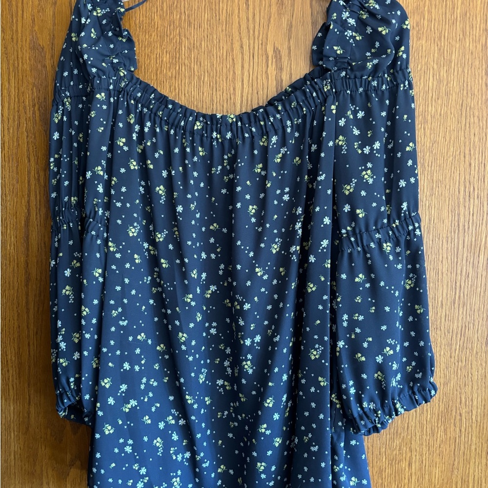 CeCe Navy Floral Blouse